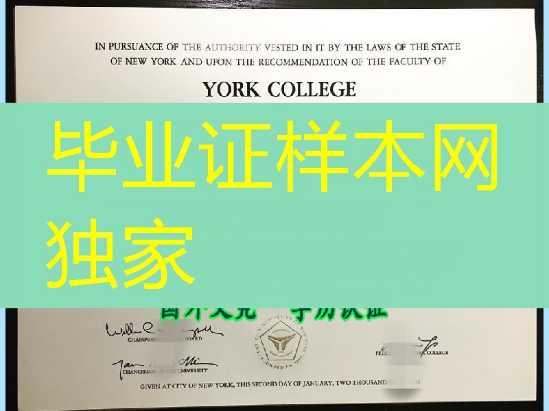 美国约克学院本科证书，York College diploma
