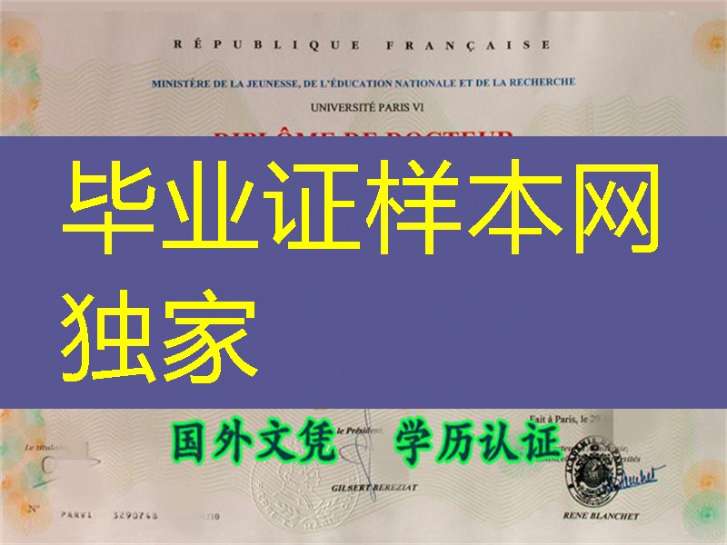 法国巴黎六大文凭扫描件，法国巴黎六大毕业证尺寸