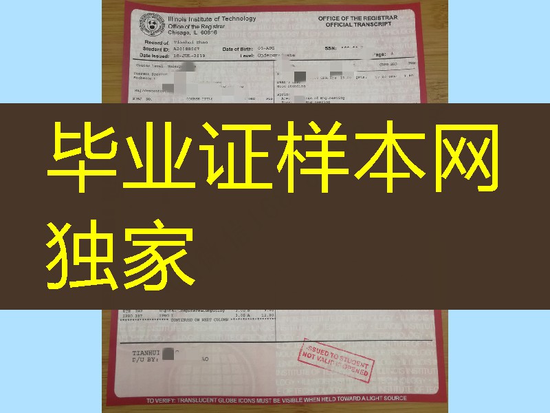 美国伊利诺伊斯理工大学成绩单水印防伪，Illinois Institute of Technology diploma certificate