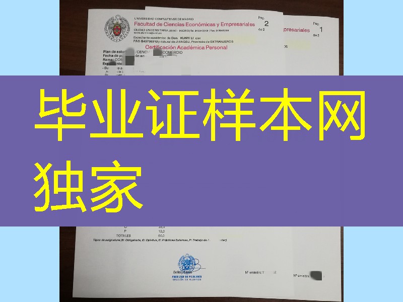 马德里康普顿斯大学成绩单印刷，Universidad Complutense de Madrid transcript