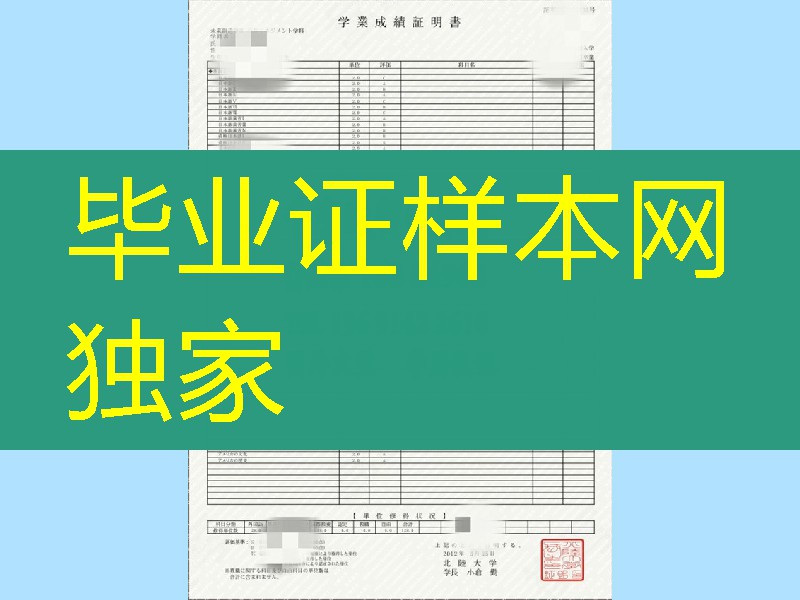 日本北陆大学成绩单，Hokuriku University transcript
