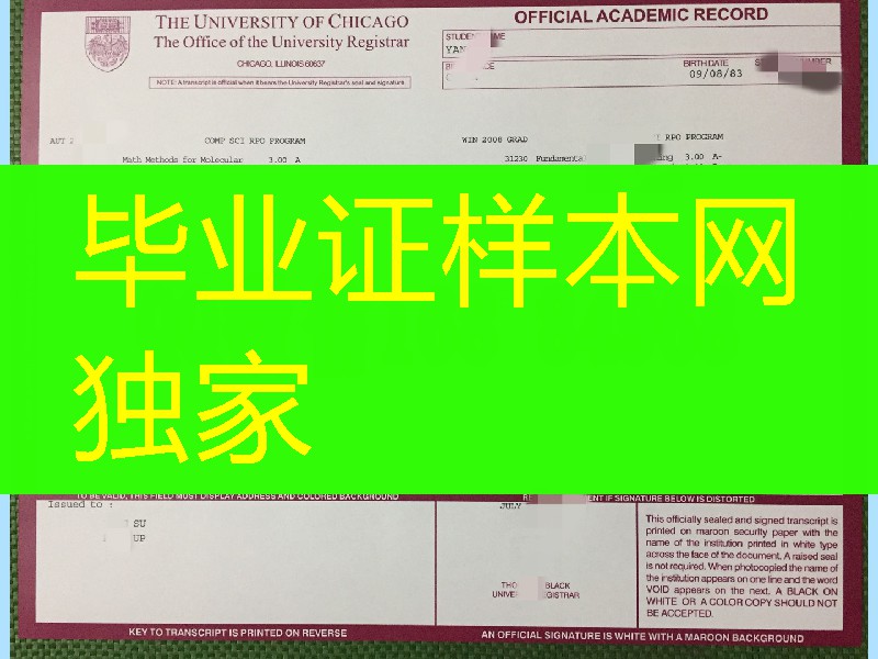 修改美国芝加哥大学成绩单GPA，University of Chicago transcript